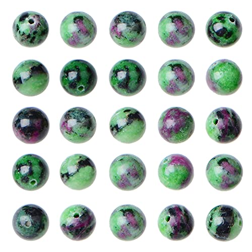8mm Natural Loose Beads 110 pcs for Making mala Necklace or Bracelet (Ruby Zoisite) - color: Ruby Zoisite