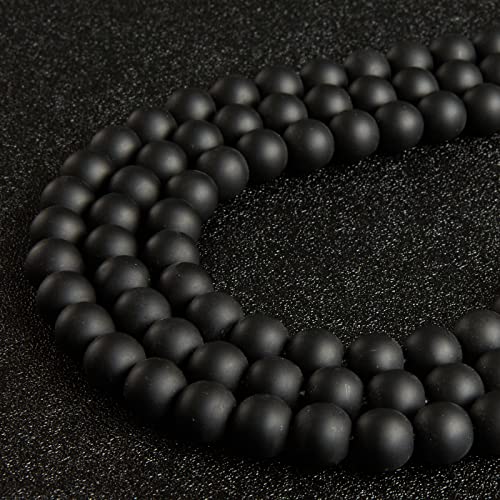 150pcs 8mm Matte Black Beads Natural Gemstone Beads Round Loose Beads for Jewelry Making - color: Matte Black, size: 8mm