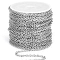 66 Feet Stainless Steel Rolo Cable Chain Bulk, 3.0mm 304 Stainless Steel Diamond-Cut Oval Rolo Cable Link Chains Roll Spool for Jewelry Making - color: Stainless Steel, size: 3.0mm width