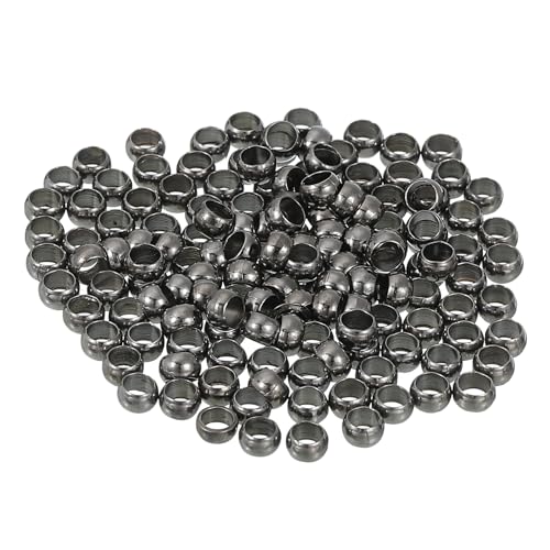 uxcell 200Pcs Round Crimp Beads, 3.5mm Metal Spacer Loose Beads Metal Clamp Ends Tiny Stoppers Bead for Bracelet Jewelry Making Craft DIY, Metallic Black - color: Metallic Black, size: 3.5mm