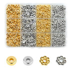 Looconi 1500pcs 6mm Silver and Gold Flat Round Spacer Beads for Jewelry Making DIY Bracelet Necklace Earring Craft Supplies - color: Ring&Flower