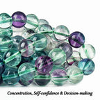 70PCS Natural 8MM Healing Gemstone, Fluorite Energy Stone Round Loose Beads, Semi-Precious Crystal Beads with Free Elastic String for Jewelry Making DIY - color: Fluorite