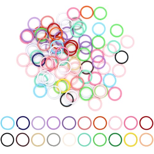 Colored Jump Rings,100 PCS Colorful Iron Open Large Jump Rings 10mm O Ring Connectors for Keychain Supplies Necklace Bracelet Earring Pendant Bead Jewelry DIY Making Charm Crafting,Key Rings Bulk