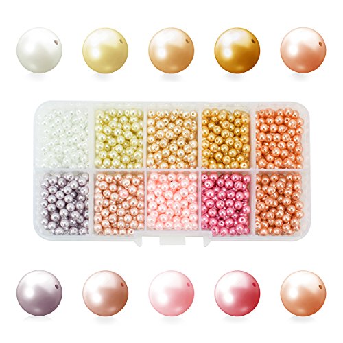 BEADNOVA Satin Pearls Beads for Crafts Tiny Loose Glass Imitation Pearls for Jewelry Making (4mm, 1000pcs, Multi Color) - color: 4mm 1000pcs Mix Lot M03