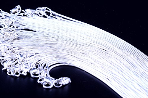 Snake Chain Necklace White Brightening 24pcs 925 Silver Plated 1.2mm DIY Shining Link with Lobster Clasps for Jewelry Making (24inch, Shining White Brightening) - size: 24inch