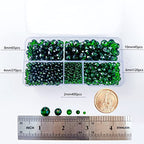 1000pcs Green Rondelle Crystal Glass Beads 2mm 4mm 6mm 8mm 10mm Mixed Sizes, Faceted Briolette Crystal Glass Spacer Beads for Jewelry Making with Container Box - color: Green