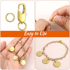 4 Pcs Stainless Steel Lobster Claw Clasps with Jump Rings, No Tarnish Jewelry Findings for Necklace Bracelet Anklet Making, Strong Spring Snap Hooks Closures (12mm/0.47 Inch, Silver + Gold)