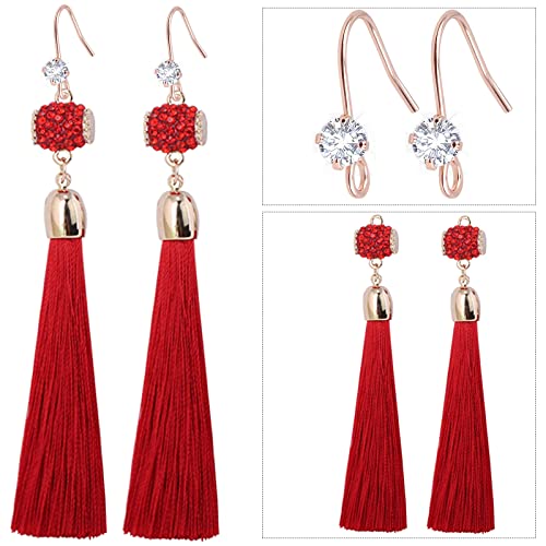 30 Pieces Diamonds Fish Earring Hooks Brass French Rhinestone Ear Wire with Open Loop Hole for DIY Dangle Earrings Jewelry Making, Rose Golden - color: Rose Gold