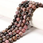 100pcs Natural Stone Beads 8mm Black Rhodonite Round Genuine Real Stone Beading Loose Gemstone Hole Size 1mm DIY Charm Smooth Beads for Bracelets Necklaces Earrings Jewelry Making Crafts - color: Black Rhodonite