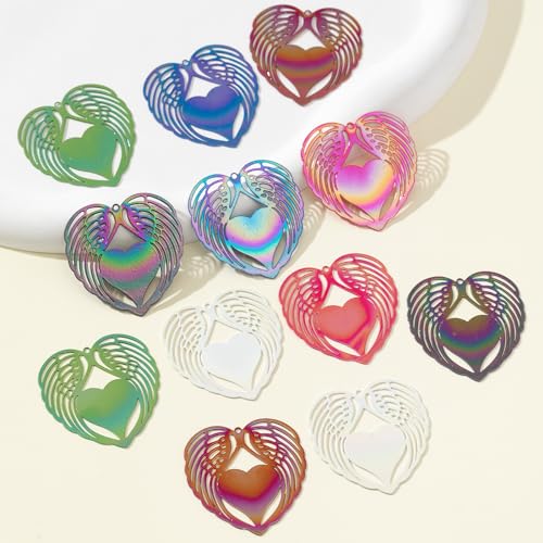 Dazzling Colorful Filigree Charms Hollow Out Multicolor Geometric Filigree Pendants for DIY Jewelry Making Earrings Necklaces Components - color: Heart-1
