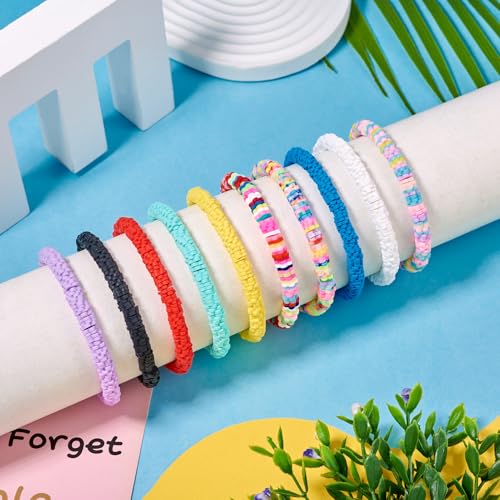 Elecrelive Glass Round Beaded Bracelet Set Clay Beaded Bracelets Stretch Bracelets - color: 10 Colors