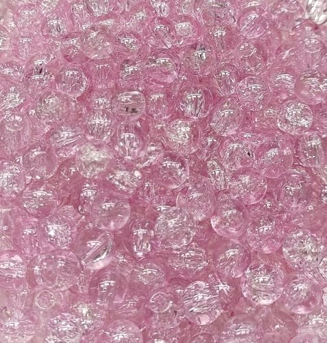 200PCS Glass Beads 8mm Glass Beads for Bracelets Necklaces Jewelry Making DIY Crafts (Pink Crackle) - color: 8Pink Crackle