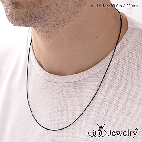 555Jewelry 1.2mm Stainless Steel Snake Chain Necklace for Men & Women, 16-28 Inch - color: Black