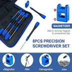 Precision Repair Tool Set, 12-Piece Electronics & Jewelers Repair Kit with Precison Screwdrivers, Mini Pliers, Demagnetizer, Small Tool Kit for PC, Laptop, Phone Repair, Includes Compact Storage Pouch