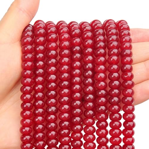 BONNY BOXX 1 Strand Natural 5 * 8mm Garnet Jade Rondelle Beads, Natural Abacus Disk Stone Beads Loose Spacer Gemstone for DIY Bracelet Necklace Jewelry Making - color: Garnet Jade, size: 5*8MM