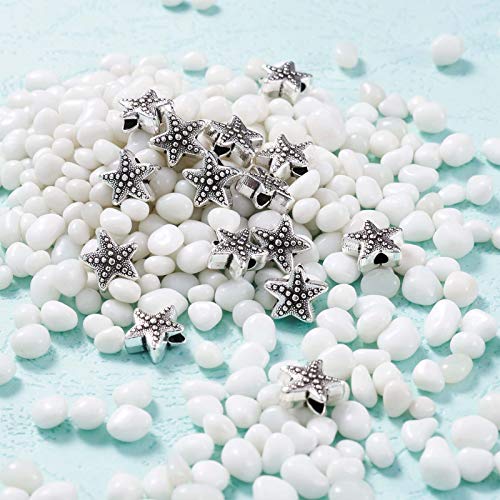 Fashewelry 50Pcs Antique Silver Starfish Beads Ocean Animal Spacer Tibetan Metal Sea Life Charm Beads 10x11mm for Jewelry Making Supplies Crafts DIY - color: Antique Silver Starfish-1