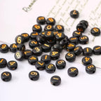 1000Pcs Acrylic Number Beads Round Number Round Beads 4x7mm Mixed Number Beads, for Jewelry Bracelets Necklaces Key Chains Making (Black Gold) - color: Black Gold