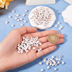 FASHEWELRY 500Pcs White Golden Letter Beads 4.5mm Square Alphabet Beads Acrylic Cube Letter L Beads for Friendship Bracelet Necklace Keychains Jewelry Making - color: Letter L