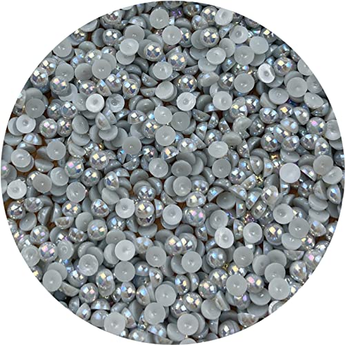 1500pcs 4mm Half Pearl Light Grey AB Flatback Beads for Crafts DIY Round Plastic Half Flat Back Pearls Loose Bead for Cup Shoes Wedding Dress Decoration Nail Art… - color: Light Gray AB, size: 4mm