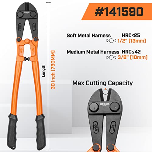 KSEIBI 141590 Heavy-Duty Large Bolt Cutter 30" for Cutting Fence, Steel Wire, Chain, Screws, Rivet, Padlock, and Metal Rods with Soft Grip Rubber Ergonomic Handle Cutters - size: 30 Inch-750MM