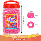 Praisebank Pony Beads, 1200pcs 6x9mm, Wholesale Beads, Bracelets Jewelry Making, Arts & Crafts(Pink) - color: PINK, size: Small Size