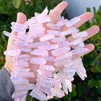 Adabele 15 Inch Natural Raw Healing Crystal Quartz Gemstone Loose Beads Medium Drilled Point Rose Pink AB Titanium Coated Chakra Gem Stone Drop Stick GA-D8 - color: Rose Pink Ab, size: Medium Size (15 Inch/1 Strand)