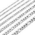 Monily Figaro Chain Necklace Stainless Steel 24K Gold Plated Chains for Men Women Jewelry Gift - color: stainless steel, size: 28 Inches