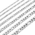 Monily Figaro Chain Necklace Stainless Steel 24K Gold Plated Chains for Men Women Jewelry Gift - color: stainless steel, size: 28 Inches