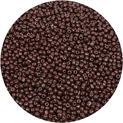 2200pcs Glass Seed Beads Bulk, 4mm 6/0 Pony Beads Bulk for Jewelry Making Mini Spacer Beads Loose Beads Craft Small Glass Seed Beads for DIY Bracelet Wrist (Coffee Brown) - color: Coffee Brown