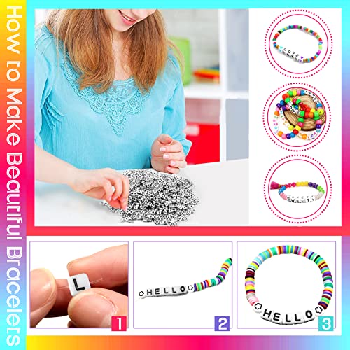 TOAOB 800pcs Letter Beads 6mm Acrylic Cube Alphabet Beads for Bracelets for Jewelry Making Friendship Bracelets Kit