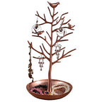 INVIKTUS Silver Birds Tree Jewelry Stand Display Earring Necklace Holder Organizer Rack Tower - color: antique bronze