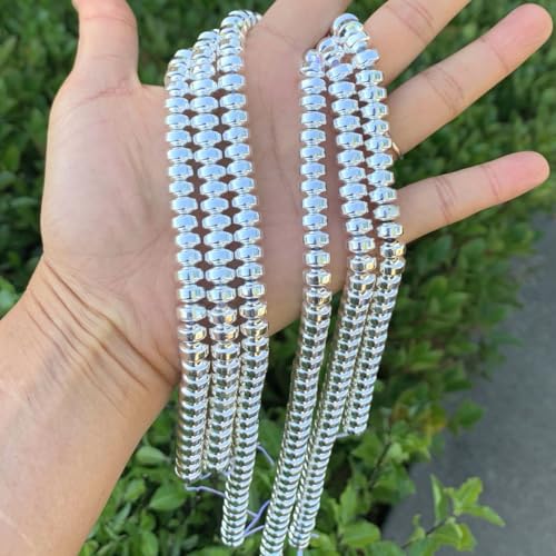130pcs Adabele Grade A Natural Hematite Silver Plated Healing Gemstone 8mm x 6mm Round Rondelle Loose Beads Gem Stone Spacer for DIY Craft Jewelry Making GFC9-2 - color: Silver Plated Hematite, size: 8x6mm (130pcs/2 Strands)