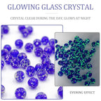 100PCS 8mm Glow in The Dark Beads Royal Blue Glow in The Dark Bead Glass Crystal Round Beads 1.5~2mm Hole with Rope for DIY Jewelry Craft Making - color: Royal Blue