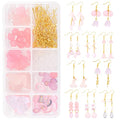 SUNNYCLUE 1 Box DIY 10 Pairs Frosted Acrylic Calla Lily Flower Dangle Earring Making Kits Pink White Acrylic Flower Beads Caps Pendants with Earring Hook Jewelry Findings Supplies, Instruction - color: Diy 10 Pairs Pink Themed Acrylic Earrings