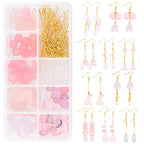 SUNNYCLUE 1 Box DIY 10 Pairs Frosted Acrylic Calla Lily Flower Dangle Earring Making Kits Pink White Acrylic Flower Beads Caps Pendants with Earring Hook Jewelry Findings Supplies, Instruction - color: Diy 10 Pairs Pink Themed Acrylic Earrings