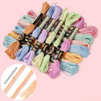 12 Skeins 105 Yards Embroidery Floss Cross Stitch Threads 6 Ply Variegated Macaroon Friendship Bracelet String Floss Threads Bulk for Jewelry Making Bracelet Knitting Stitching Craft Supply - color: Pastel Color
