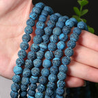 6mm Deep Blue Matte Oxidized Natural Stone Beads Round Loose Beads for Jewelry Making Yochus DIY Beads Bracelet Necklace - color: Deep Blue Matte Oxidized, size: 6mm