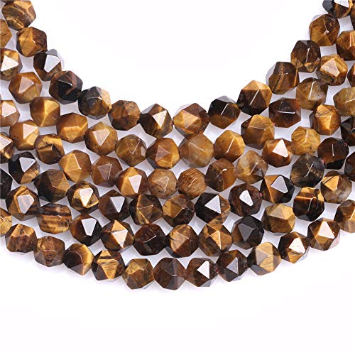 GEM-Inside Natural 6mm Yellow Tiger Eyes Gemstone Loose Beads Faceted Cambay Crystal Energy Stone Power for Jewelry Making 15" - color: Yellow Tiger Eye, size: 6mm