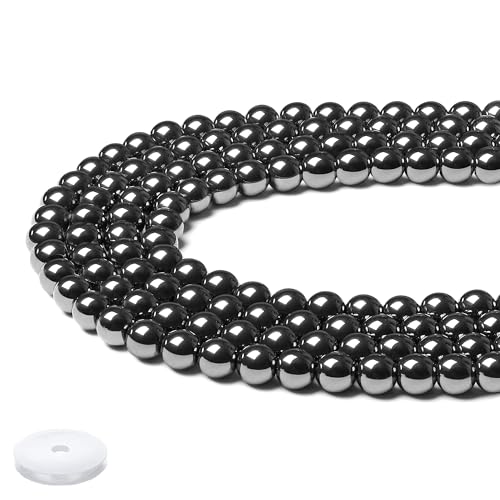 Natural Black Hematite Beads 100Pcs 8mm Crystal Beads Round Stone Loose DIY Smooth Bead for Bracelet Necklace Earrings Making - color: B-Black Hematite, size: 100pcs