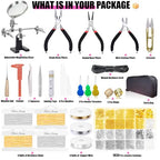MONVICT Jewelry Making Supplies Kit with Jewelry Making Tools, Findings, Necklace Chain, Jewelry Wires, Adjustable Magnifier, Carry Bag, Meet All the Needs of Jewelry Making, Repair, Beading