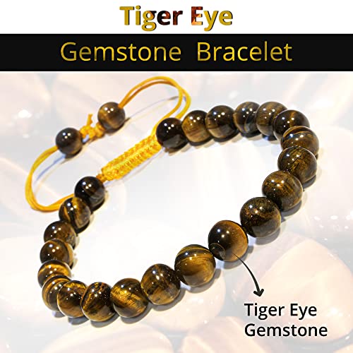 ANAYA AGATE Energy Protection Crystal Handmade Adjustable Bead Bracelet Perfect for Men, Women’s Christmas Gift - Gemstone Healing Stretch Bracelet Pulsera Para Hombre Mujer Stocking Stuffer - color: Tiger Eye AAA