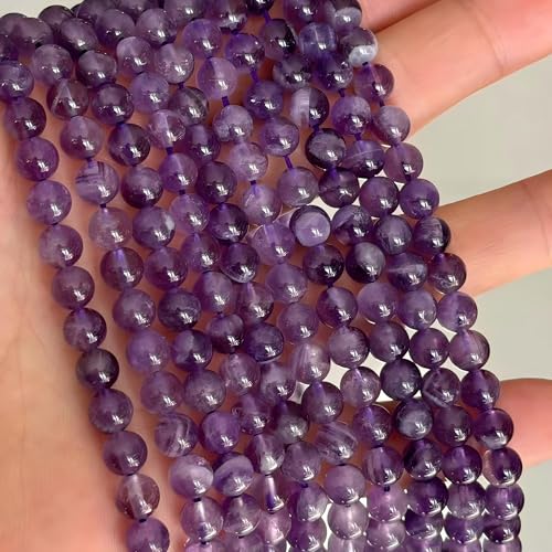 MJDCB Natural Dreamy Amethyst Beads Round Stone Beads DIY Loose Beads for Jewelry Making Beads 15" (6mm) - color: Dreamy Amethyst, size: 6mm