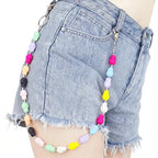 Layered Punk Pants Chain for Men Women, Gothic Hip Hop Jean Chain Wallet Chain Biker Trouser Chain, Goth Emo Fashion Keychain Accessories - color: 1L-Colorful Skulls