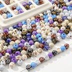 8mm Acrylic Beads 600pcs Cross Bead Multicolor Spacer Bubble Beads Plastic Crafts Bead for DIY Necklaces Bracelets Earrings Jewelry Making (Cross) - color: black&brown