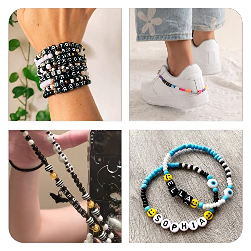 FASHEWELRY 500Pcs Acrylic Cube Letter Beads 5x5x5mm Black Square Letter C Alphabet Beads for DIY Bracelet Necklace Jewelry Making - color: Letter C