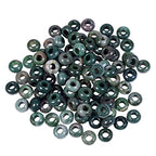 TUMBEELLUWA 40pcs Crystal Stone Large Hole Beads for Jewelry Making Macrame Beads for Hair Braids(14mmx8mm), Green Indian Agate - color: Multi Green