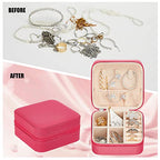 Taiyin Travel Jewelry Case, Bridesmaid Gifts Mini Jewelry Organizer, PU Leather Portable Earring Box for Women Girls - color: Rosy