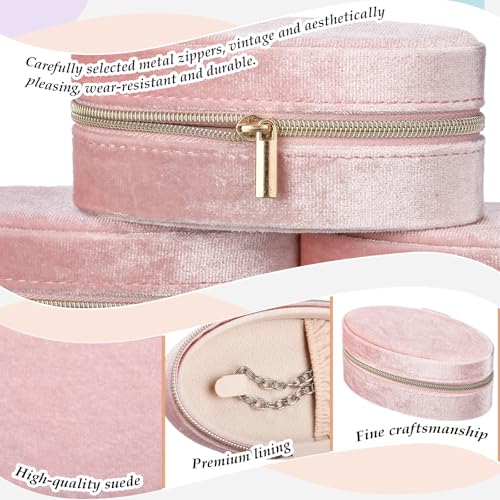 Kenning 12 Pcs Small Velvet Travel Jewelry Box Mini Jewelry Case Portable Organizer Pouch Bridesmaid Proposal Gift for Women (Oval) - style: Oval