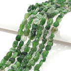 6-8mm Natural Green Canada Jade Nuggets Oval Free Tumbled Pebble Semi Precious Gemstone Loose Stone Beads Approx 15.5 inch for DIY Jewelry Making - color: Green Canada Jade