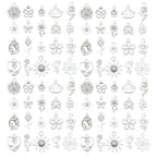 WOCRAFT 60pcs Bright Silver Flowers Bracelet Charms for Jewelry Making Sets DIY Necklace Bracelet Keychain Crafting Charms Kit Craft Supplies (SN879) - color: Bright Silver, size: Flowers Charms